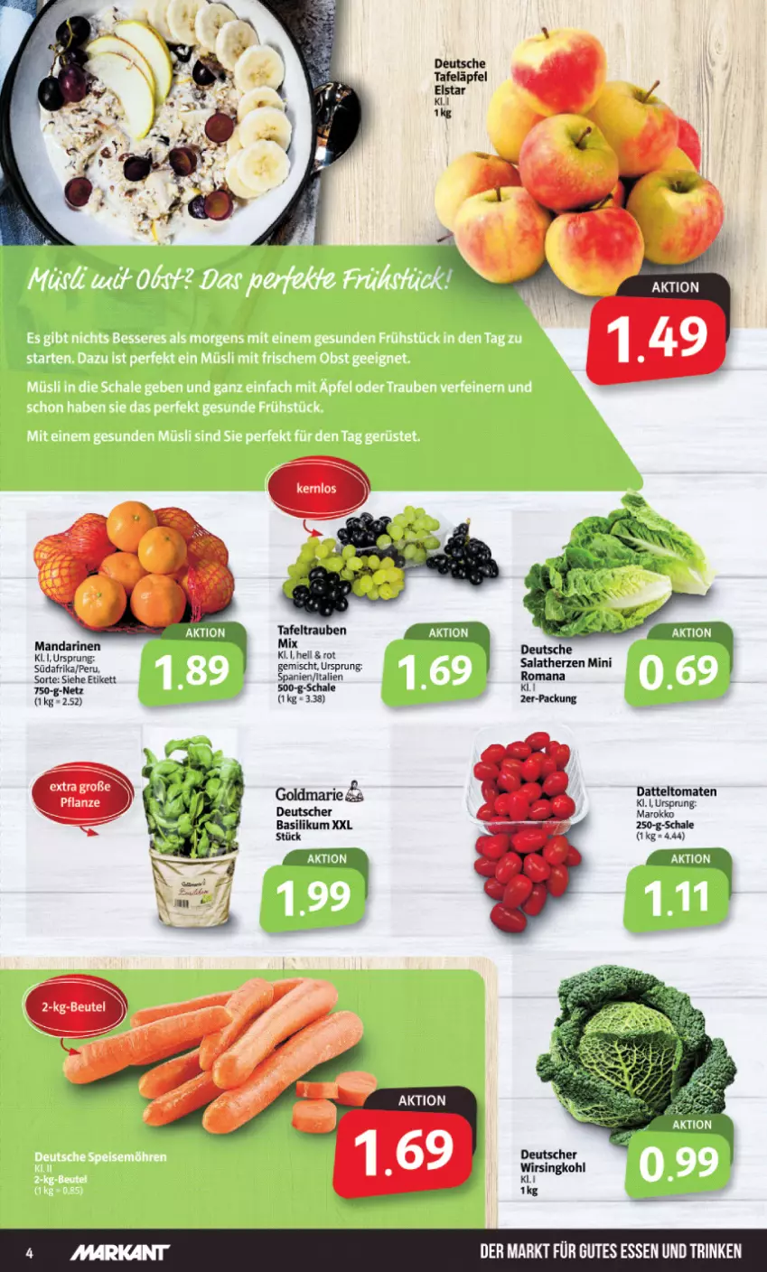 Aktueller Prospekt Markant - Prospekte - von 11.09 bis 16.09.2023 - strona 4 - produkty: basilikum, goldmarie, gutes essen, mandarine, mandarinen, pflanze, salat, salatherzen, Schal, Schale, Ti, tomate, tomaten