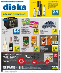 Gazetka promocyjna Diska - Prospekte - Gazetka - ważna od 09.07 do 09.07.2022 - strona 1 - produkty: aktionspreis, alkohol, angebot, angebote, Becher, beere, beeren, Berger, bier, brillant sekt, butter, eis, ente, flasche, glaskaraffe, heidelbeere, heidelbeeren, kaffee, Karaffe, melitta, messer, milch, radeberger, reis, ring, Rückensteak, rückensteaks, sac, salz, Schal, Schale, Schere, schwein, schweine, sekt, Soda, sodastream, söhnlein, söhnlein brillant, Sprudel, steak, steaks, Ti, wasser, weck, wein, weine, ZTE