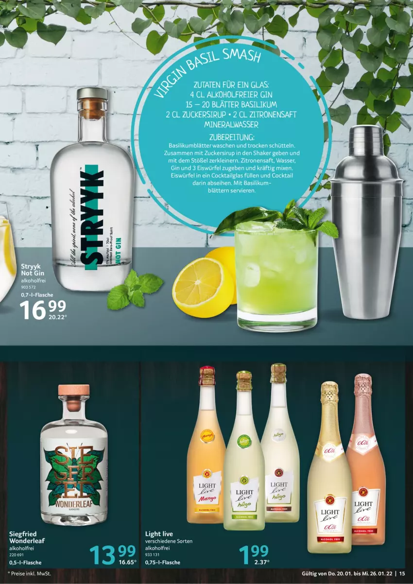 Aktueller Prospekt Selgros - Vorschau:
            Food - von 20.01 bis 26.01.2022 - strona 15 - produkty: alkohol, Alwa, basilikum, cocktail, eier, eis, eiswürfel, flasche, gin, leine, LG, mineralwasser, reis, saft, shake, sirup, Ti, wasser, würfel, zitrone, zitronen, zitronensaft, zucker