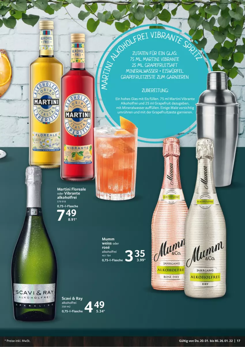 Aktueller Prospekt Selgros - Vorschau:
            Food - von 20.01 bis 26.01.2022 - strona 17 - produkty: alkohol, Alwa, eis, eiswürfel, flasche, garnier, grapefruit, loreal, martini, mineralwasser, mumm, reis, saft, Ti, wasser, würfel