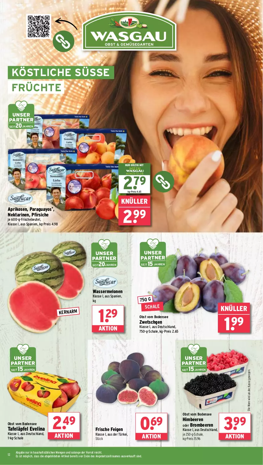 Aktueller Prospekt Wasgau - von 18.08 bis 23.08.2025 - strona 12 - produkty: angebot, aprikose, aprikosen, beere, beeren, beutel, brombeere, brombeeren, eis, Feigen, früchte, himbeer, himbeere, himbeeren, melone, melonen, Nektar, nektarinen, obst, paraguayos, pfirsich, pfirsiche, reis, Schal, Schale, tafeläpfel, Ti, wasser, wassermelone, wassermelonen, Yo