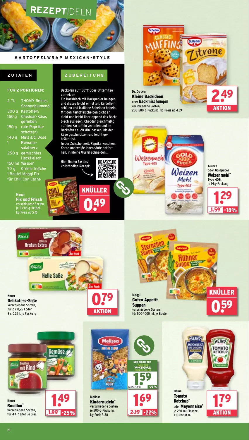 Aktueller Prospekt Wasgau - von 18.08 bis 23.08.2025 - strona 20 - produkty: backmischung, Backmischungen, backofen, beutel, blume, blumen, blumenöl, cheddar, chili, crème fraîche, Dr. Oetker, eis, flasche, fleisch, hackfleisch, heinz, kartoffel, kartoffeln, Käse, ketchup, Kinder, knorr, leine, maggi, maggi fix, mais, mayonnaise, mehl, nudel, nudeln, Ofen, papier, paprika, reis, rezept, Romanasalat, salat, sonnenblume, sonnenblumen, sonnenblumenöl, Soße, suppe, suppen, thomy, Ti, tomato ketchup, type 405, wasser, weizenmehl, würfel, Yo