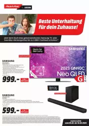 Gazetka promocyjna Media Markt - Prospekte - Gazetka - ważna od 10.02 do 10.02.2024 - strona 1 - produkty: alexa, angebot, angebote, Apple, auto, eis, elle, Germ, HDMI, lautsprecher, led tv, qled, Samsung, Samsung TV, soundbar, Ti, tisch