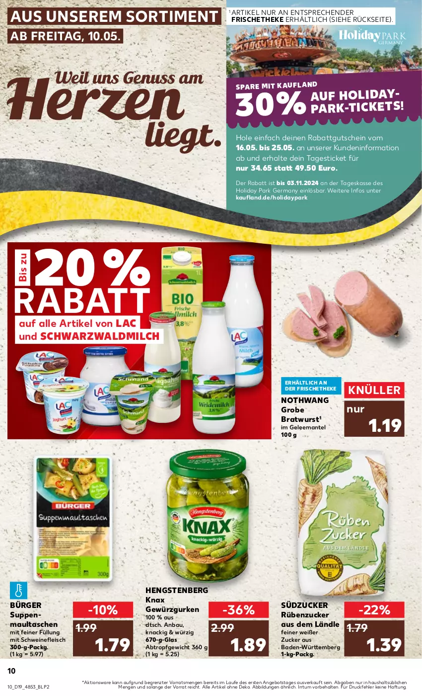 Aktueller Prospekt Kaufland - Prospekt - von 09.05 bis 15.05.2024 - strona 10 - produkty: angebot, Bad, Bau, bratwurst, eis, fleisch, gelee, Germ, gewürz, Gewürzgurke, gewürzgurken, grobe bratwurst, gurke, gurken, gutschein, hengstenberg, Mantel, maultaschen, milch, nuss, schwein, schweine, schweinefleisch, südzucker, suppe, suppen, Tasche, taschen, Ti, wein, weine, wurst, ZTE, zucker