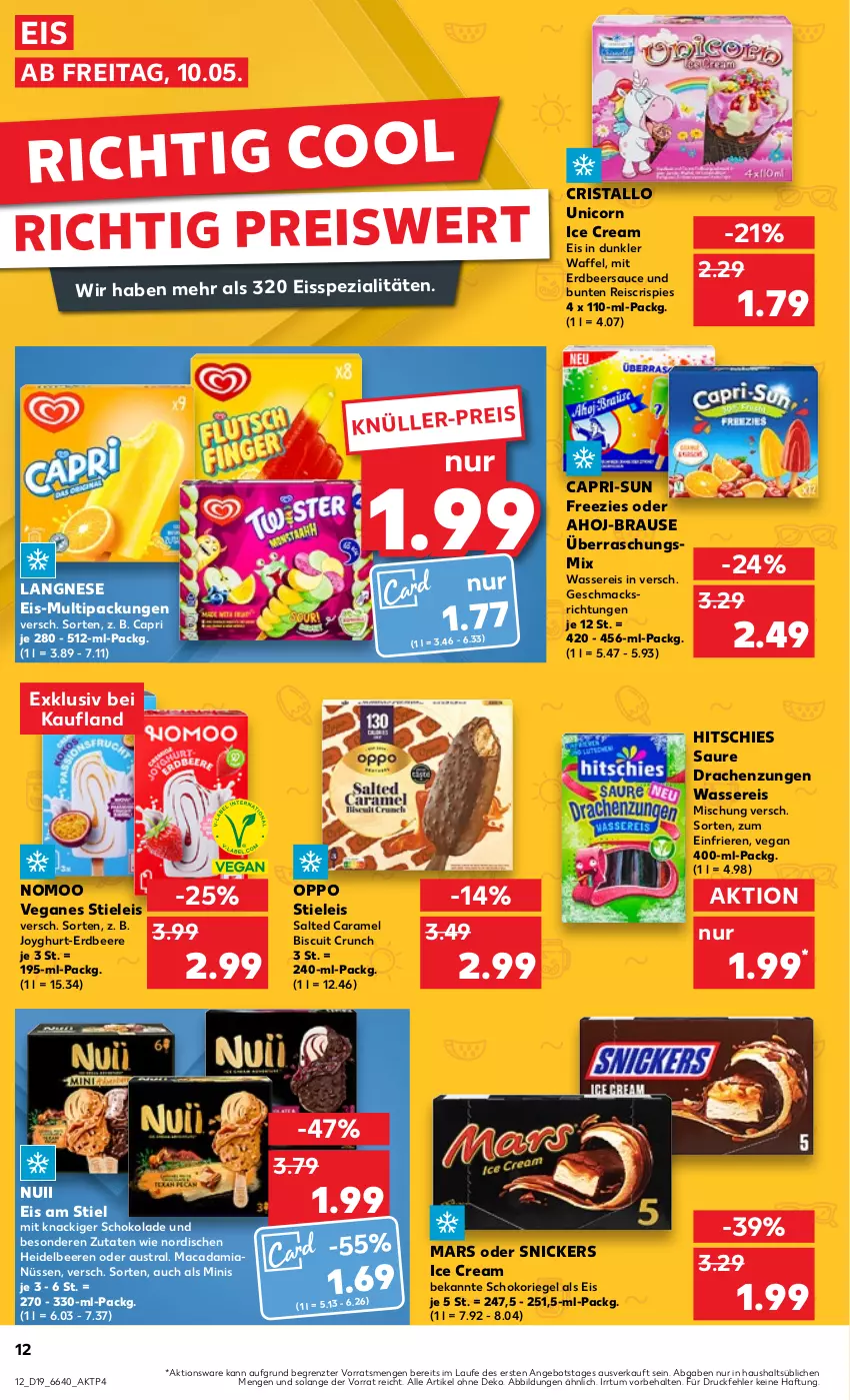 Aktueller Prospekt Kaufland - Prospekt - von 09.05 bis 15.05.2024 - strona 12 - produkty: ahoj-brause, angebot, aust, beere, beeren, brause, Cap, capri-sun, caramel, eis, erdbeere, heidelbeere, heidelbeeren, langnese, langnese eis, mac, macadamia, Macadamianüsse, mars, nuii, Oppo, reis, riegel, sauce, schoko, schokolade, schokoriegel, snickers, Spezi, stieleis, Ti, wasser, wassereis, ZTE