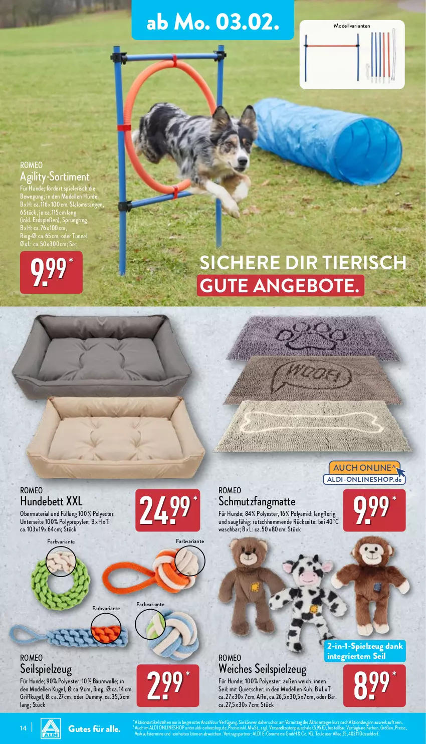 Aktueller Prospekt Aldi Nord - Von Montag - von 03.02 bis 08.02.2025 - strona 14 - produkty: aldi, angebot, angebote, Bau, baumwolle, bett, dell, eis, elle, gin, Hundebett, Kugel, Mode, ndk, reis, Ria, ring, Schal, Schale, schmutzfangmatte, Spiele, spielzeug, Ti, wolle, ZTE