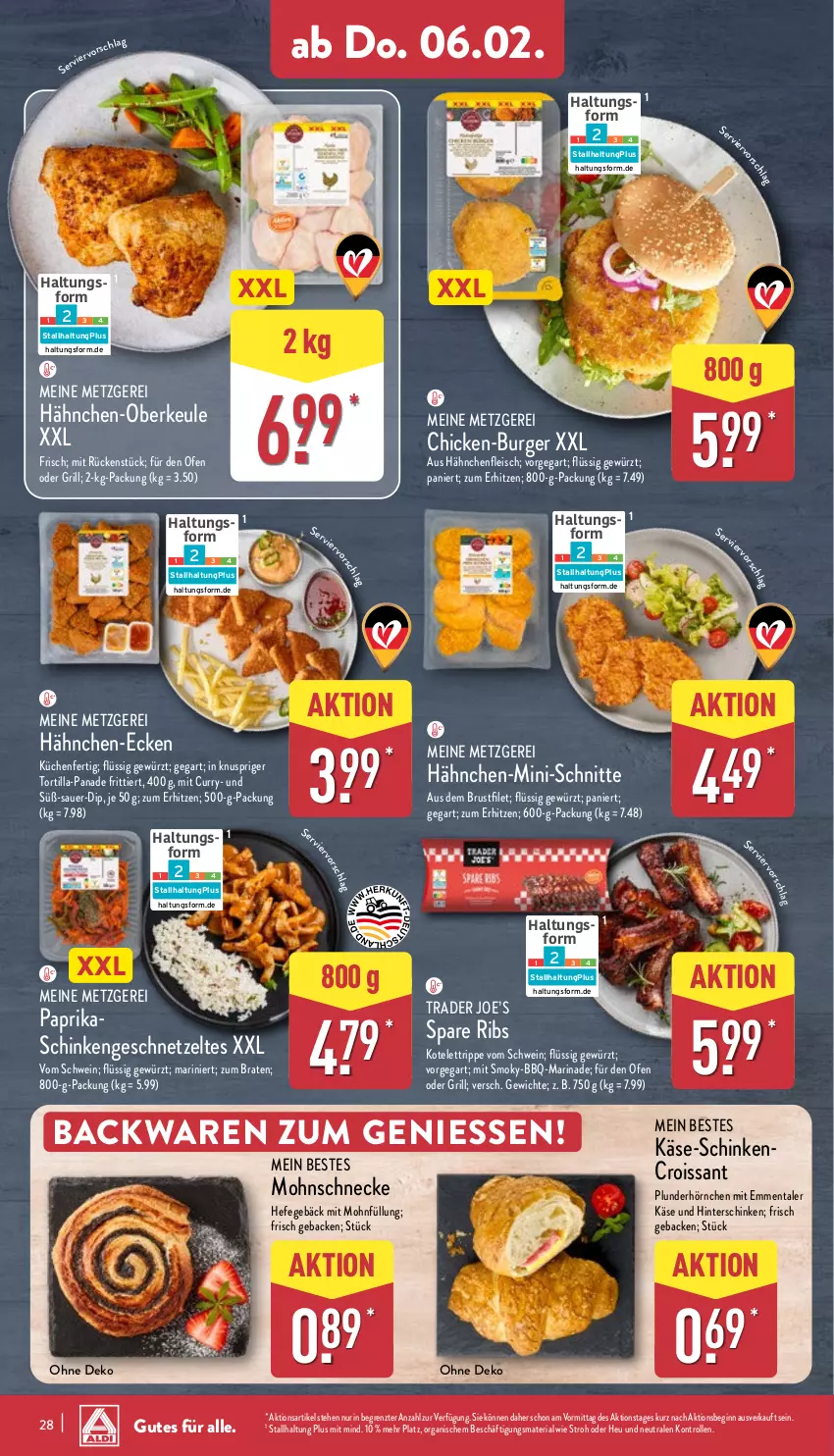 Aktueller Prospekt Aldi Nord - Von Montag - von 03.02 bis 08.02.2025 - strona 28 - produkty: auer, backwaren, braten, brustfilet, burger, Croissant, curry, dip, eis, emmentaler, filet, fleisch, geback, geschnetzeltes, gewürz, gin, grill, Hähnchenfleisch, Hefe, Heu, hinterschinken, hörnchen, Käse, kotelett, küche, Küchen, marinade, Ofen, paprika, Plunder, Ria, schinken, schwein, spare ribs, Ti, tortilla, wein, Zelt, ZTE