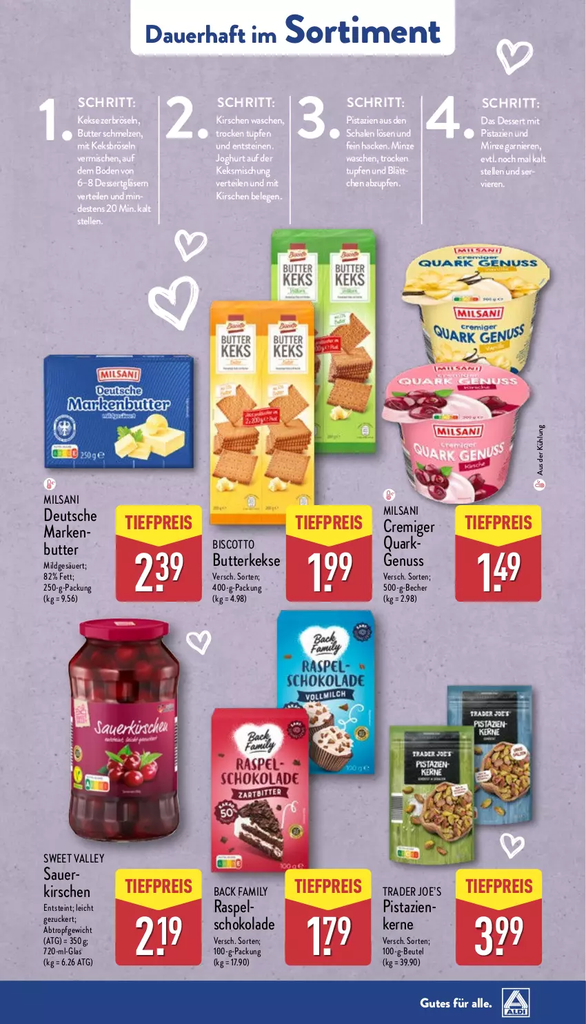 Aktueller Prospekt Aldi Nord - Von Montag - von 03.02 bis 08.02.2025 - strona 38 - produkty: auer, Becher, beutel, biscotto, butter, butterkeks, dessert, eis, elle, garnier, Gläser, joghur, joghurt, keks, kekse, kirsch, kirsche, kirschen, minze, mit pistazien, nuss, pistazien, quark, reis, Schal, Schale, schoko, schokolade, Ti, tiefpreis, zucker