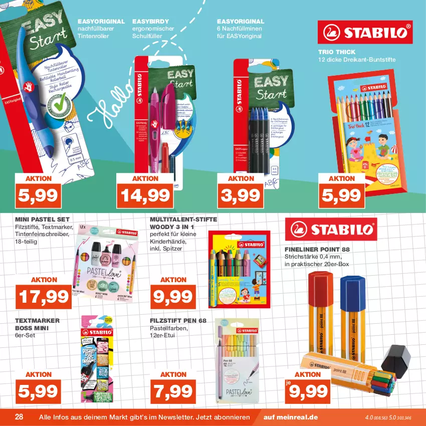 Aktueller Prospekt Real - von 04.09 bis 09.09.2023 - strona 28 - produkty: boss, buntstifte, Fineliner, gin, Kinder, leine, Roller, stifte, textmarker, Ti, tisch, Yo