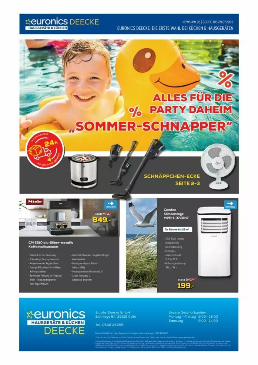 Aktueller Prospekt Euronics - Prospekte - von 12.07 bis 18.07.2023 - strona 1 - produkty: auto, eier, kaffee, kaffeevollautomat, küche, Küchen, schnäppchen