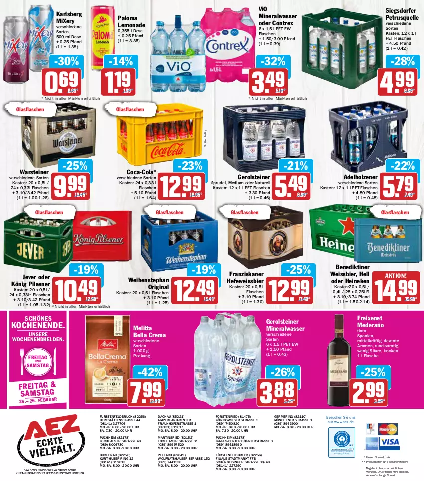 Aktueller Prospekt Aez - Prospekte - von 21.02 bis 26.02.2022 - strona 20 - produkty: adelholzener, AEZ, Alwa, bella crema, Benediktiner, bier, buch, coca-cola, cola, drucker, eis, elle, Engel, ente, fisch, flasche, franziskaner, freixenet, Germ, gerolsteine, gerolsteiner, gin, glasflasche, gsw, Hefe, heineken, Holz, jever, karlsberg, karlsberg mixery, kerze, könig pilsener, lemonade, melitta, mineralwasser, Mixer, mixery, natur, perla, pils, pilsener, reis, rel, ring, rum, Sprudel, steiner, teller, Ti, uhr, warsteiner, wasser, weihenstephan, weissbier