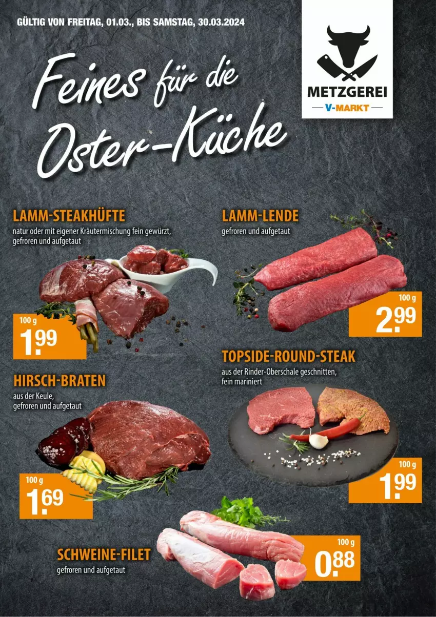 Aktueller Prospekt Vmarkt - Prospekte - von 13.03 bis 27.03.2024 - strona 1 - produkty: gewürz, kräuter, Kräutermischung, lamm, natur, rind, rinder, Schal, Schale, schnitten, steak, Ti