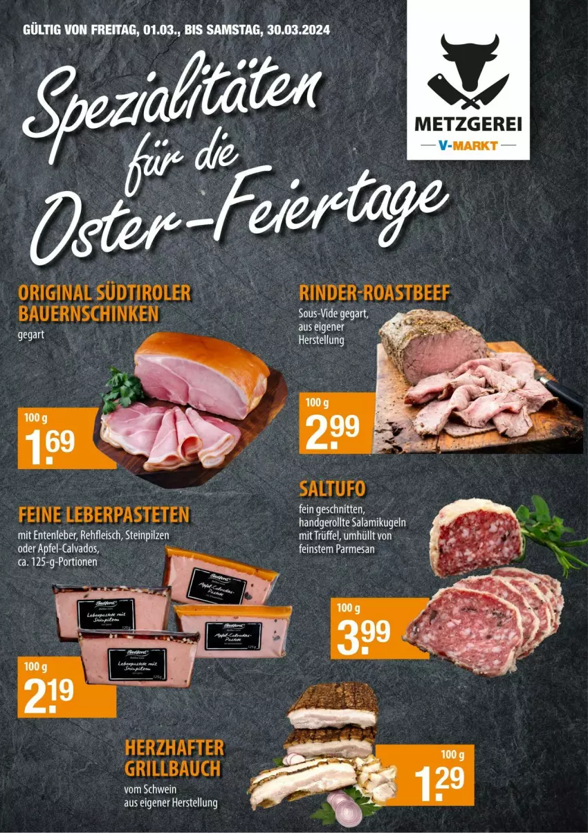 Aktueller Prospekt Vmarkt - Prospekte - von 13.03 bis 27.03.2024 - strona 2 - produkty: apfel, auer, Bau, Bauer, eis, ente, fleisch, gin, grill, Grillbauch, Kugel, pilze, rind, rinder, salami, schnitten, schwein, Steinpilze, südtiroler, Ti, wein