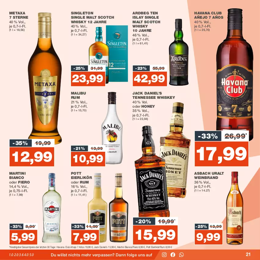 Aktueller Prospekt Real - von 06.11 bis 11.11.2023 - strona 21 - produkty: Ardbeg, asbach uralt, eier, eierlikör, eis, Havana Club, islay single malt, jack daniel, Jack Daniel’s, LG, likör, Malibu, martini, Metaxa, reis, rum, scotch, scotch whisky, single malt, tennessee whiskey, Ti, wein, weinbrand, whiskey, whisky, ZTE