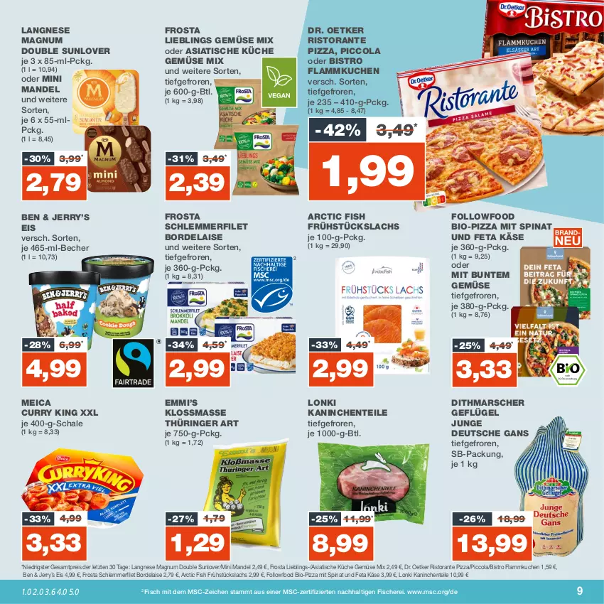 Aktueller Prospekt Real - von 06.11 bis 11.11.2023 - strona 9 - produkty: Becher, bio, bordelaise, cola, curry, Dr. Oetker, eis, emmi, ente, feta, filet, fisch, fische, Fischer, flammkuchen, frosta, Geflügel, Gemüse Mix, Käse, küche, kuchen, lachs, lamm, langnese, magnum, mandel, mars, meica, pizza, reis, ring, ristorante, ristorante pizza, Schal, Schale, Schere, schlemmerfilet, spinat, Ti, tisch, ZTE