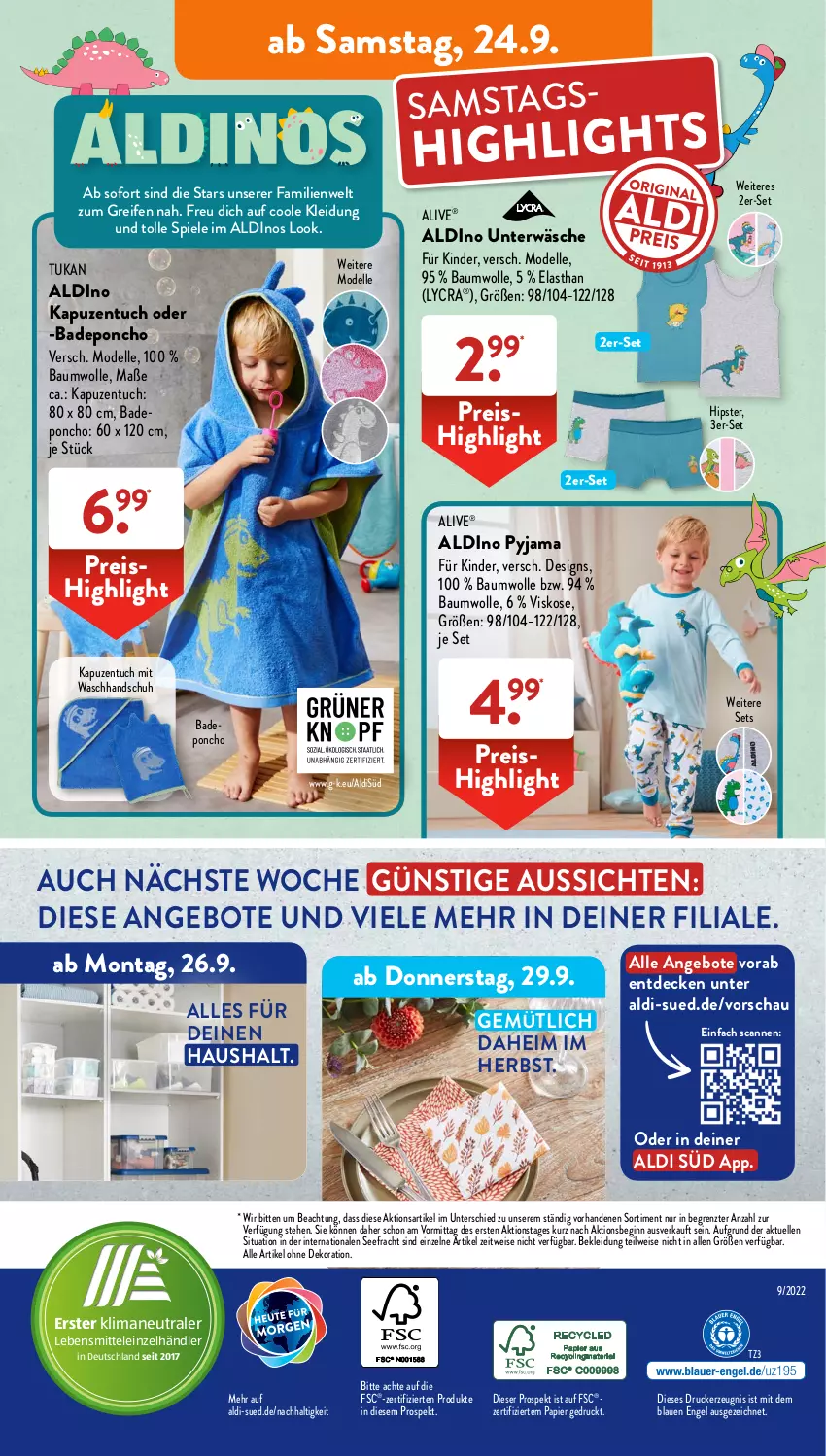 Aktueller Prospekt AldiSud - IN ZWEI WOCHEN - von 19.09 bis 24.09.2022 - strona 29 - produkty: aldi, alle artikel ohne dekoration, angebot, angebote, Bad, Bau, baumwolle, decke, dekoration, dell, drucker, eis, elle, Engel, gin, kerze, Kinder, kleid, Kleidung, lebensmittel, Mode, papier, Pyjama, reifen, reis, Spiele, Ti, tuc, Unterwäsche, waschhandschuh, wolle, ZTE