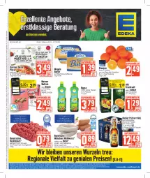 Gazetka promocyjna Edeka - Angebote der Woche - Gazetka - ważna od 07.10 do 07.10.2023 - strona 1 - produkty: alkohol, angebot, Becher, beutel, bier, butter, coupon, deka, eis, elle, flasche, fleisch, frucht, fruchtsaft, hacker pschorr, hackfleisch, kellerbier, LG, mac, Manner, meggle, Nektar, nuss, orange, orangen, pizza, radler, rapso, rapsöl, reines rapsöl, reis, rind, saft, schwein, schwein und rind, snack, Ti, vom schwein und rind, waffeln, wein, Weißwurst, wurst, ZTE