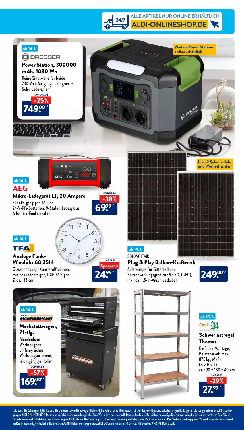 Aktueller Prospekt AldiSud - IN ZWEI WOCHEN - von 15.01 bis 20.01.2023 - strona 28 - produkty: aldi, batterie, batterien, eis, elle, erde, kraft, ladegerät, LG, regal, reis, schwerlastregal, Signal, Ti, uhr, wanduhr, werkzeug, Werkzeugbox