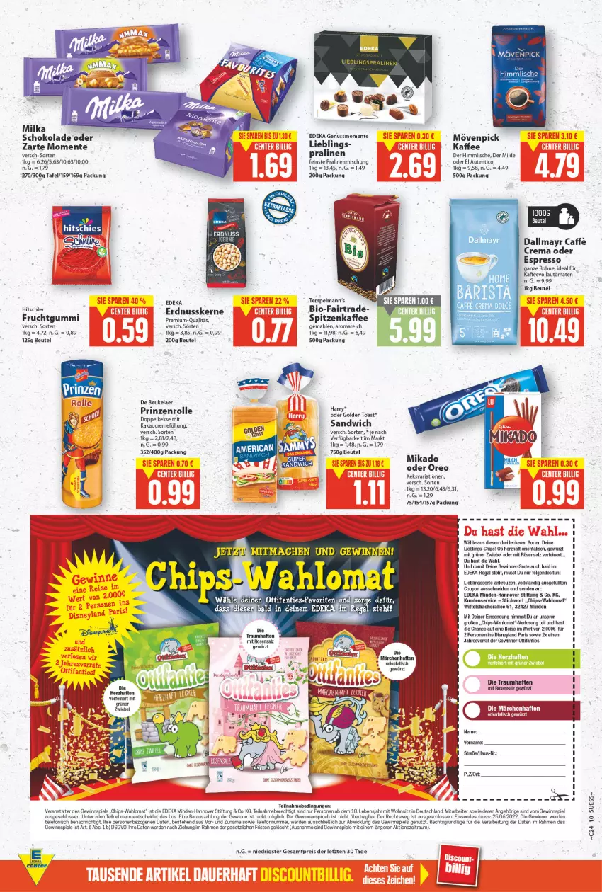 Aktueller Prospekt E Center - Angebote der Woche - von 13.06 bis 18.06.2022 - strona 9 - produkty: auto, beutel, bio, bohne, caffe, chips, coupon, creme, dallmayr, de beukelaer, deka, disney, Doppelkekse, eis, ente, erde, erdnuss, espresso, frucht, fruchtgummi, gewinnspiel, gewürz, golden toast, hitschler, kaffee, kaffeevollautomat, kaffeevollautomaten, kakao, keks, kekse, LG, mac, mikado, milka, nuss, oder espresso, oreo, pralinen, prinzenrolle, regal, reis, Ria, rosen, salz, schoko, schokolade, Spiele, telefon, Ti, toast, tomate, tomaten, vollautomaten, WICK, ZTE, zwiebel