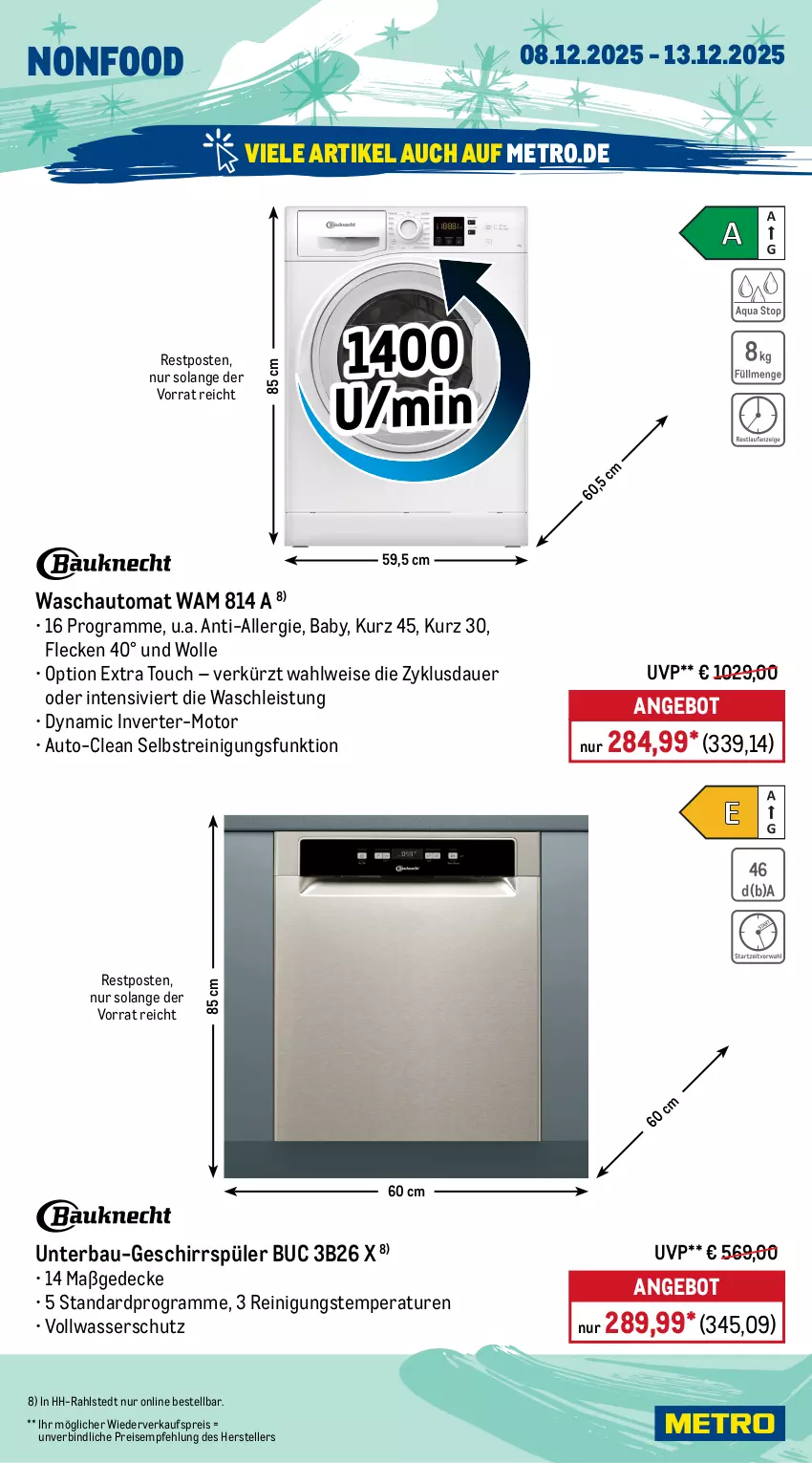 Aktueller Prospekt Metro - Wochen-Angebote - von 08.12 bis 13.12.2025 - strona 19 - produkty: angebot, auer, auto, Bau, decke, eis, eiswürfel, elle, gefrierschrank, geschirr, geschirrspüler, kühlschrank, Metro, Reinigung, reis, Schrank, teller, Ti, tisch, wasser, wassertank, wolle, würfel
