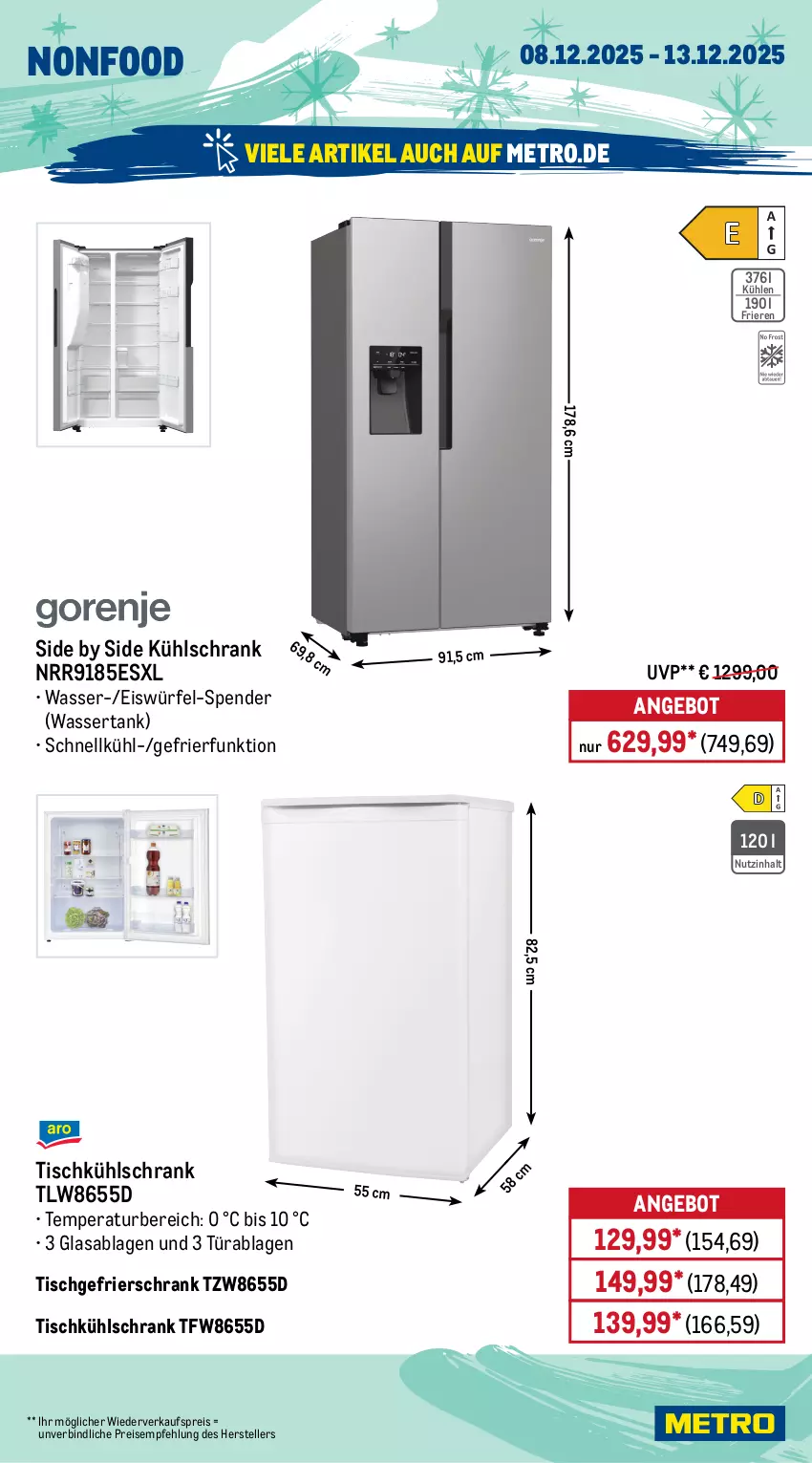 Aktueller Prospekt Metro - Wochen-Angebote - von 08.12 bis 13.12.2025 - strona 20 - produkty: angebot, auer, auto, Bau, decke, eis, eiswürfel, elle, gefrierschrank, geschirr, geschirrspüler, kühlschrank, Metro, Reinigung, reis, Schrank, teller, Ti, tisch, wasser, wassertank, wolle, würfel
