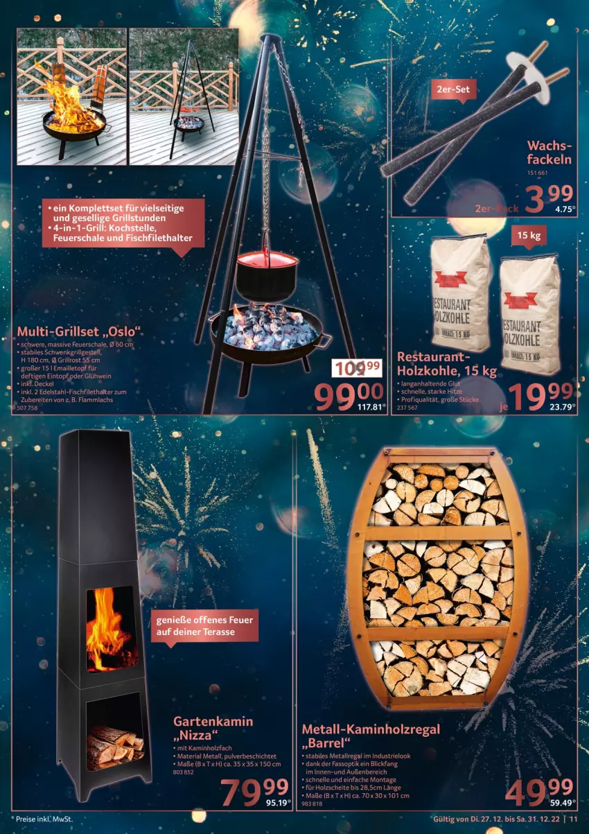 Aktueller Prospekt Selgros - Danke - von 27.12 bis 31.12.2022 - strona 11 - produkty: deit, eintopf, elle, ente, Garten, Gartenkamin, Glühwein, grill, Holz, Kamin, Kaminholz, lachs, lamm, LG, maille, regal, Ria, tee, Ti, topf, wein