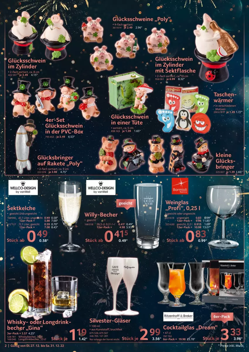 Aktueller Prospekt Selgros - Danke - von 27.12 bis 31.12.2022 - strona 2 - produkty: Becher, cocktail, drink, flasche, Gläser, LG, ring, schwein, schweine, sekt, Tasche, taschen, Ti, Tüte, wein, weine, whisky