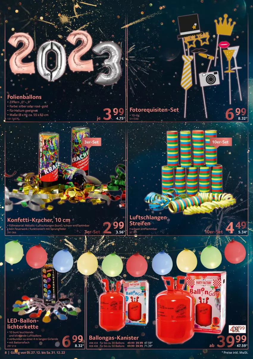 Aktueller Prospekt Selgros - Danke - von 27.12 bis 31.12.2022 - strona 8 - produkty: ball, batterie, eis, Girlande, lamm, Leuchte, leuchten, Luftballon, Luftschlangen, reis, Ria, rwe, Ti