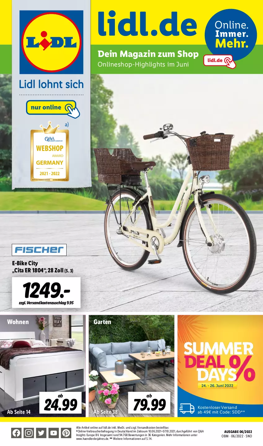 Aktueller Prospekt Lidl - Aktuelle Onlineshop-Highlights - von 01.06 bis 30.06.2022 - strona 1 - produkty: E-Bike, erde, Garten, magazin, ndk, Rauch, Ti