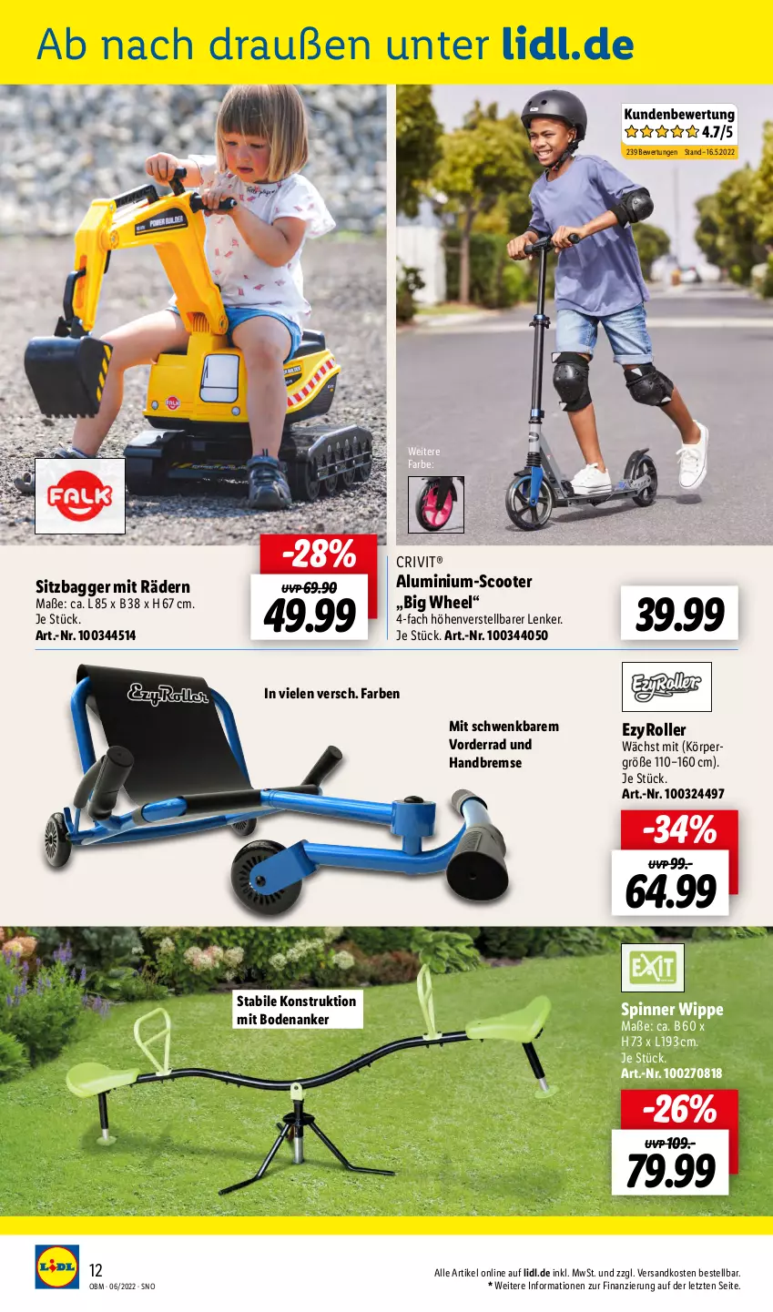 Aktueller Prospekt Lidl - Aktuelle Onlineshop-Highlights - von 01.06 bis 30.06.2022 - strona 12 - produkty: crivit, ndk, Roller, scooter, Ti, ZTE