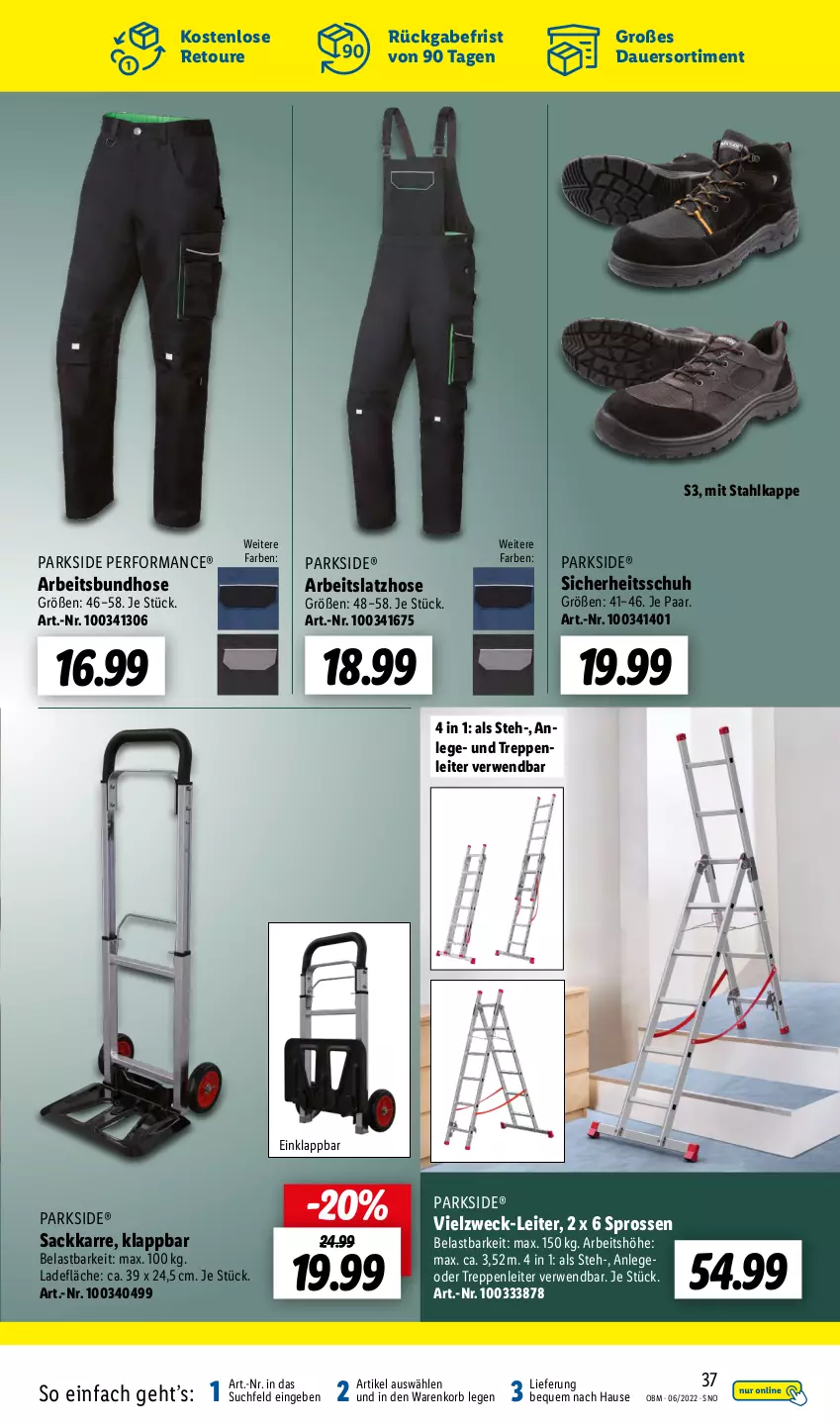 Aktueller Prospekt Lidl - Aktuelle Onlineshop-Highlights - von 01.06 bis 30.06.2022 - strona 37 - produkty: auer, hose, korb, Latzhose, Parkside, rwe, sac, Ti, weck