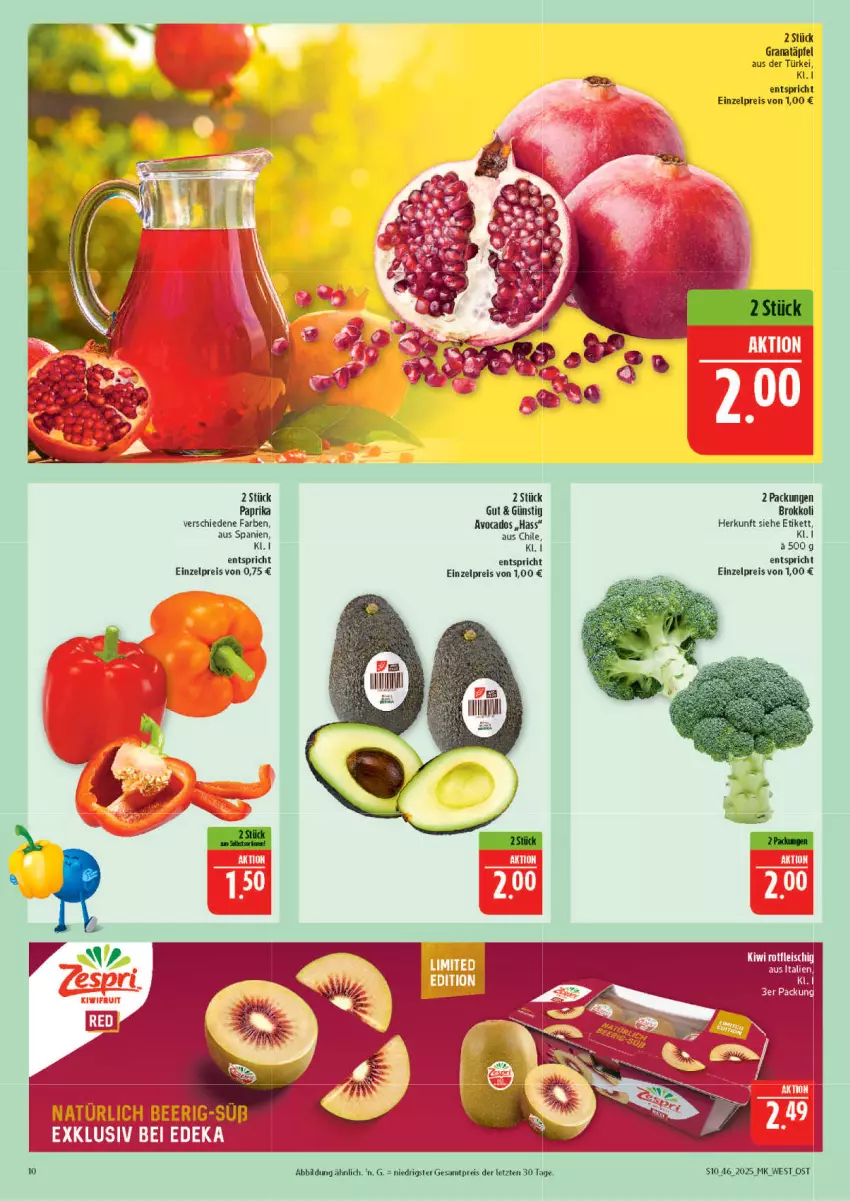 Aktueller Prospekt Marktkauf - Prospekt - von 09.11 bis 15.11.2025 - strona 10 - produkty: avocado, avocados, brokkoli, eis, grana, Granatäpfel, kiwi, kiwifruit, paprika, Rana, reis, tee, Ti, ZTE