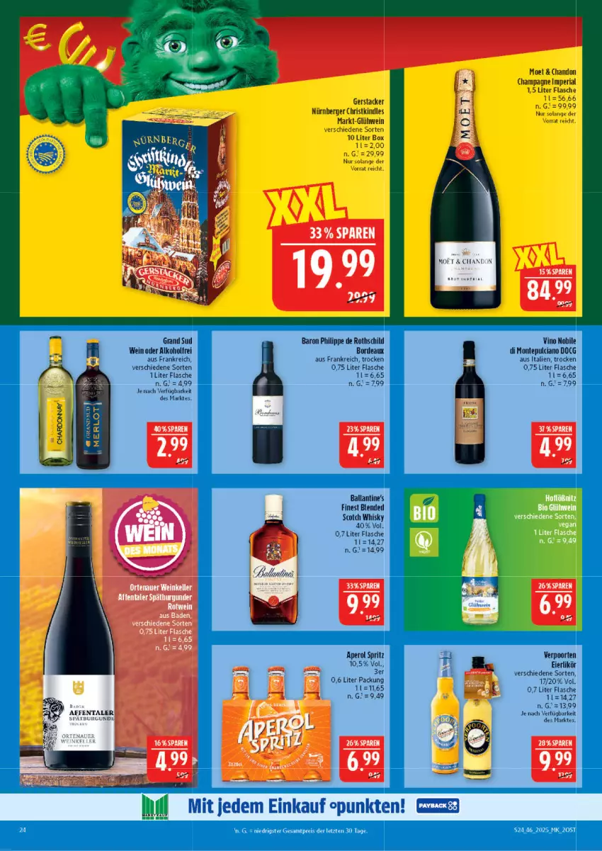 Aktueller Prospekt Marktkauf - Prospekt - von 09.11 bis 15.11.2025 - strona 24 - produkty: alkohol, aperol, ball, Berger, blended scotch, blended scotch whisky, champagne, eier, eierlikör, flasche, Glühwein, Kindle, LG, likör, moet, monte, Montepulciano, nürnberger, Ria, scotch, scotch whisky, Ti, verpoorten, wein, whisky