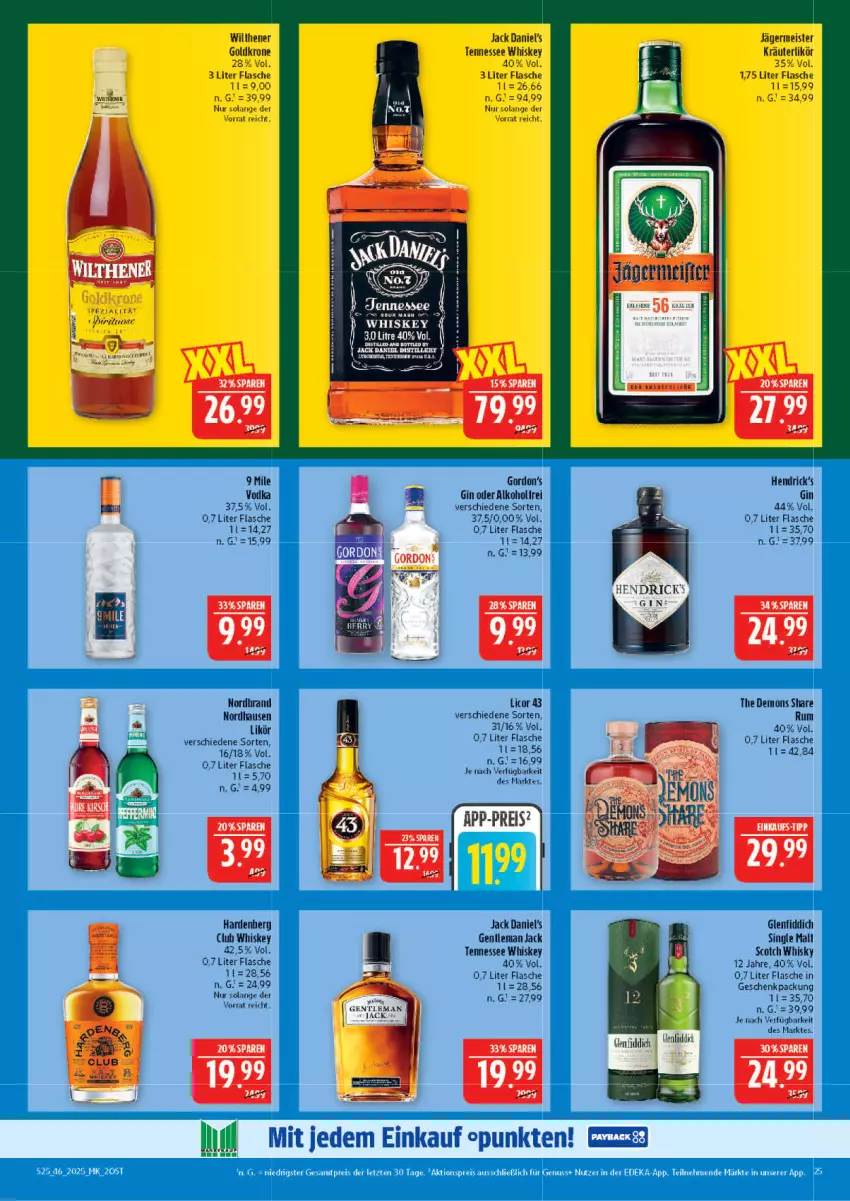 Aktueller Prospekt Marktkauf - Prospekt - von 09.11 bis 15.11.2025 - strona 25 - produkty: aktionspreis, deka, eis, flasche, Germ, goldkrone, jack daniel, jack daniel's, jägermeister, kräuter, kräuterlikör, krone, likör, Meister, reis, Spezi, tennessee whiskey, Ti, whiskey, wilthener, ZTE