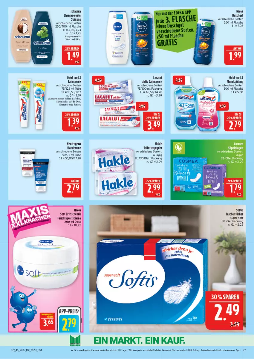 Aktueller Prospekt Marktkauf - Prospekt - von 09.11 bis 15.11.2025 - strona 27 - produkty: aktionspreis, creme, deka, eis, flasche, hakle, handcreme, mundspülung, neutrogena, nivea, nuss, Odol, papier, reis, spülung, Tasche, taschen, taschentücher, Ti, toilettenpapier, tücher, zahncreme, ZTE