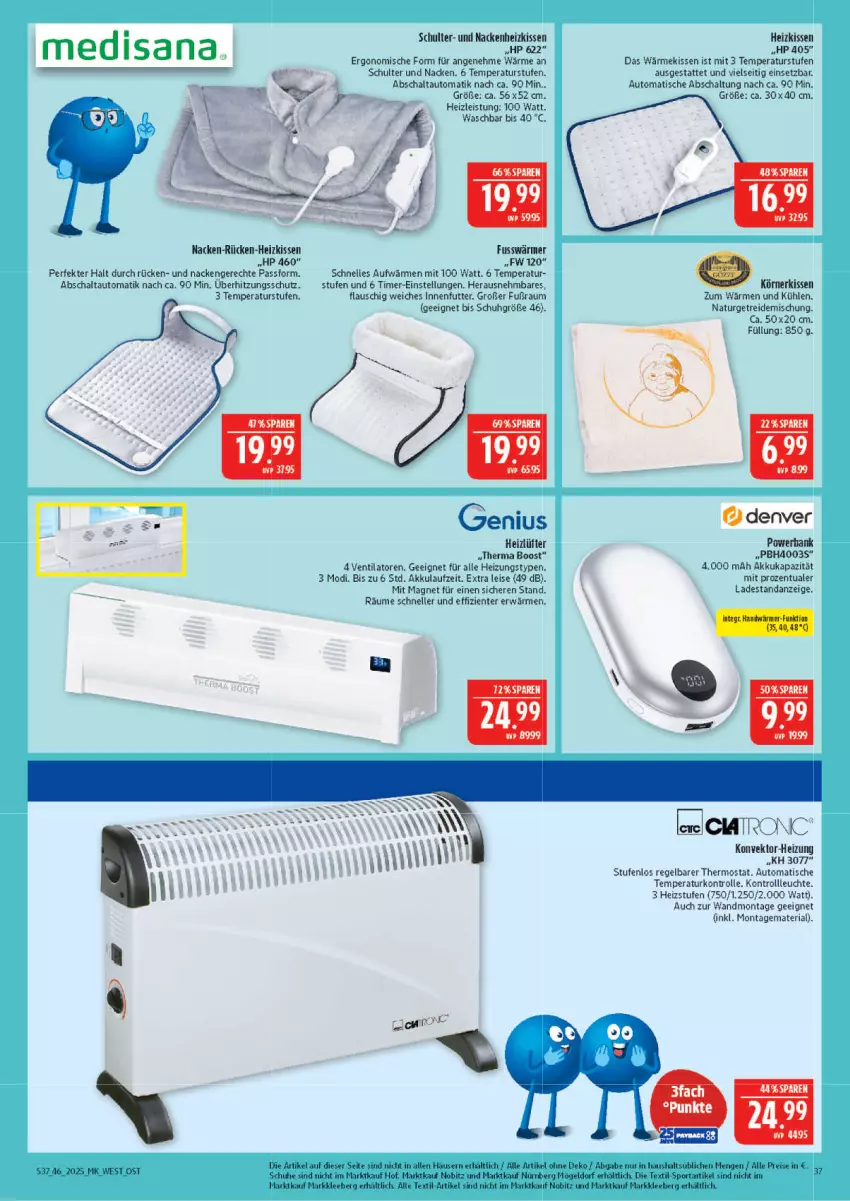 Aktueller Prospekt Marktkauf - Prospekt - von 09.11 bis 15.11.2025 - strona 37 - produkty: akku, auto, Bad, Bank, eis, elle, ente, erde, Heizkissen, HP, isana, kissen, Leuchte, medisana, natur, powerbank, Ria, sana, Schal, thermostat, Ti, timer, tisch, überhitzungsschutz, ventilator