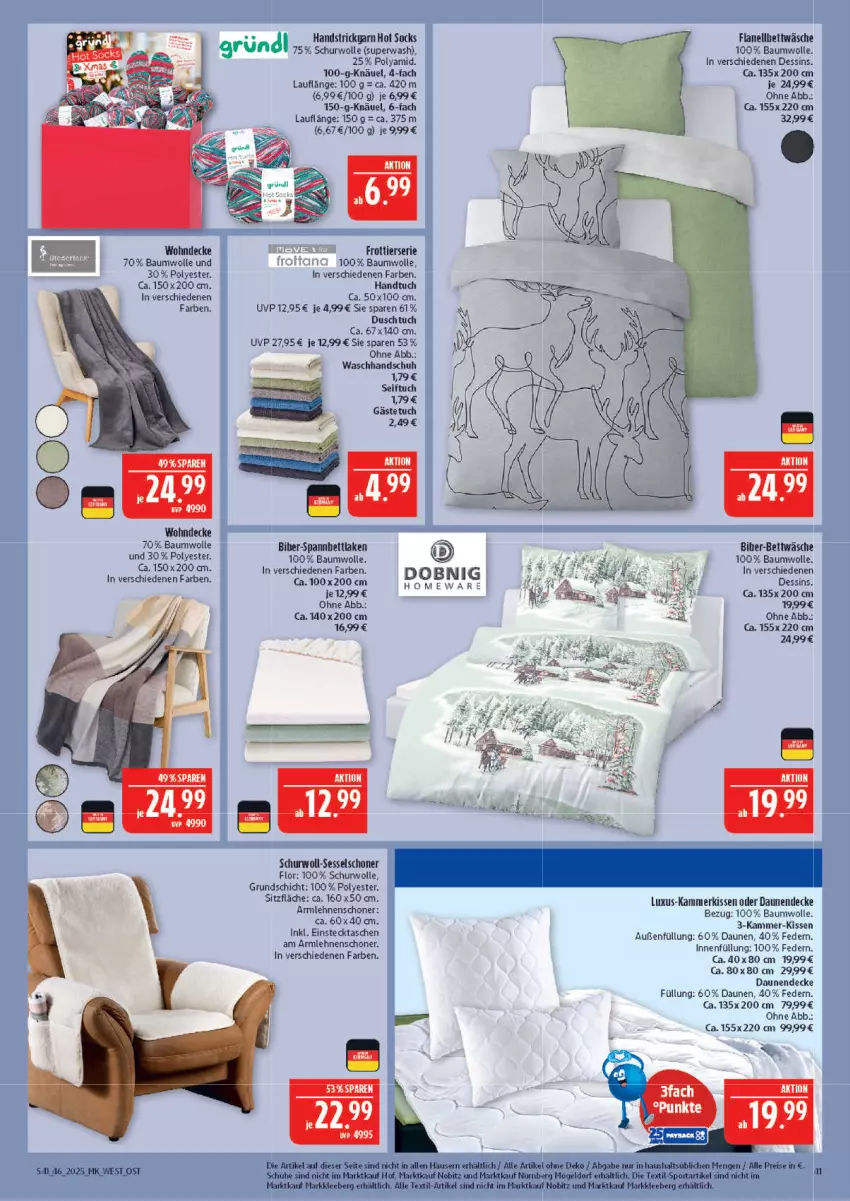 Aktueller Prospekt Marktkauf - Prospekt - von 09.11 bis 15.11.2025 - strona 41 - produkty: armlehnen, Bau, baumwolle, bett, bettwäsche, decke, duschtuch, gästetuch, handtuch, kissen, schuhe, sessel, Sport, Strickgarn, Tasche, taschen, Ti, tuc, waschhandschuh, wolle