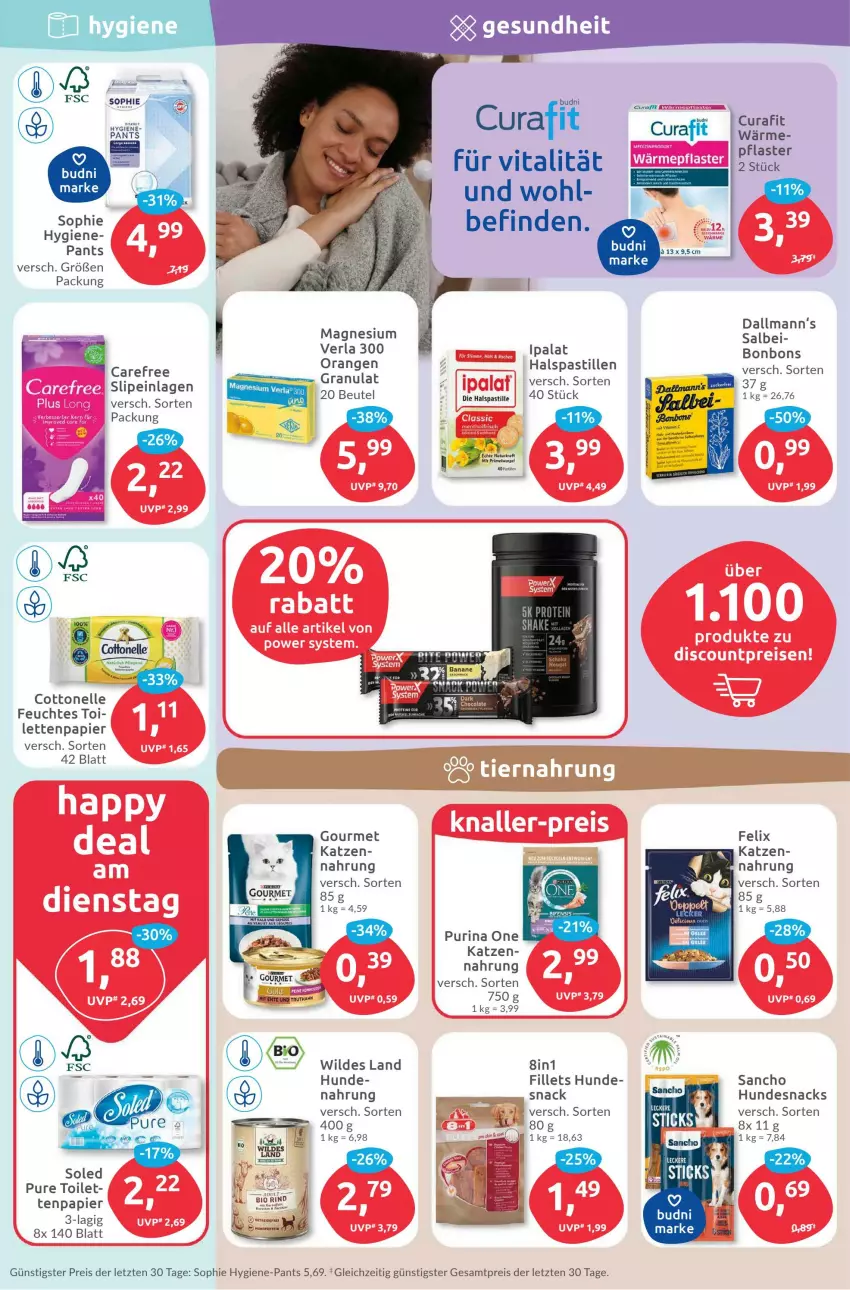 Aktueller Prospekt Budni - Prospekte - von 27.12 bis 31.12.2022 - strona 9 - produkty: asti, beutel, bonbons, carefree, cottonelle, eis, elle, felix, Gesundheit, hundesnack, hundesnacks, Hygiene-Pants, Ipalat, magnesium, orange, orangen, Pants, papier, pflaster, purina, reis, slip, slipeinlagen, snack, snacks, tee, Ti, vita, Wild, ZTE