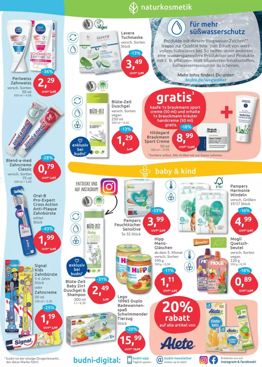 Aktueller Prospekt Budni - Prospekte - von 07.02 bis 12.02.2022 - strona 3 - produkty: Bad, Badewanne, beutel, bio, blend-a-med, Blüte, bürste, creme, cross action, decke, duplo, duschgel, eis, feuchttücher, hipp, keks, kosmetik, kräuter, lavera, Maske, natur, naturkosmetik, oral-b, pampers, pflanze, pflanzen, shampoo, Signal, Sport, tee, Ti, Tiere, tuc, tücher, tuchmaske, Wanne, wasser, windeln, zahnbürste, zahncreme