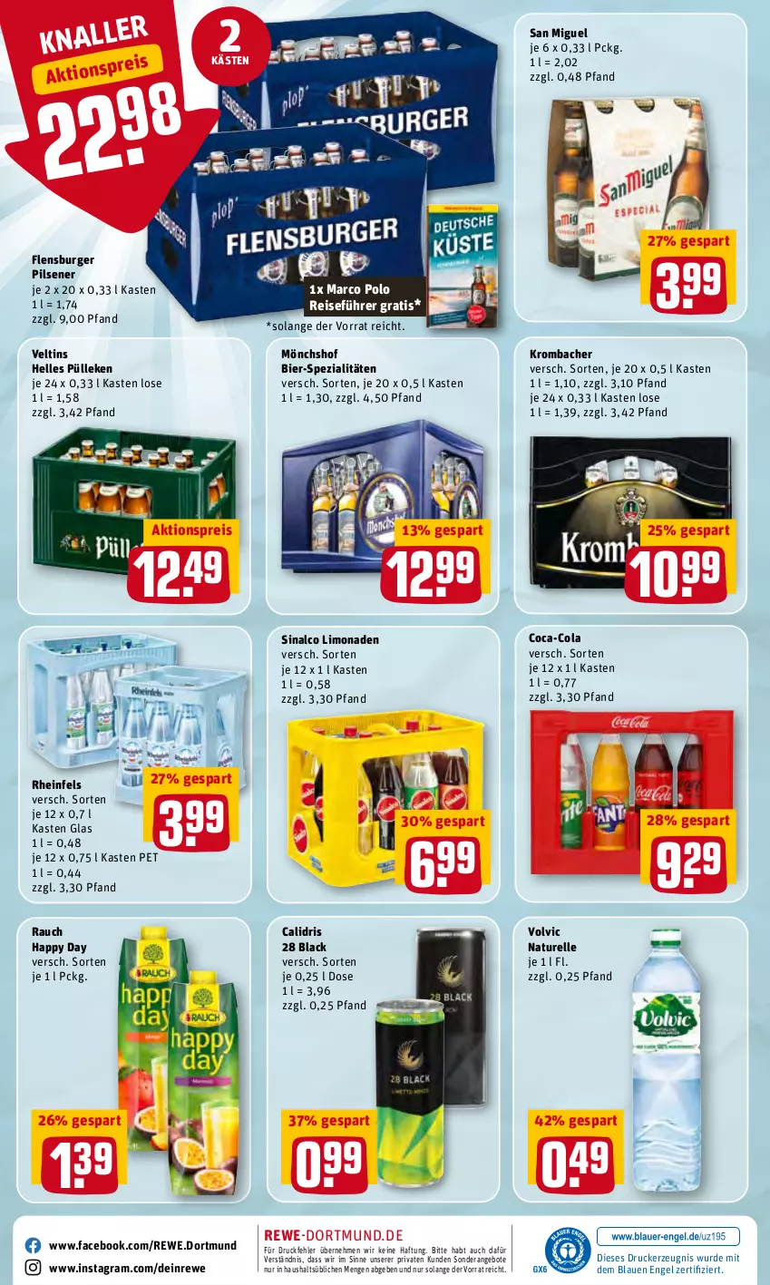 Aktueller Prospekt Rewe - Diese Woche im Angebot! - von 16.05 bis 21.05.2022 - strona 20 - produkty: aktionspreis, angebot, angebote, bier, burger, coca-cola, cola, drucker, eis, elle, Engel, flensburger, Happy Day, kerze, krombache, krombacher, lack, limo, limonade, limonaden, mönchshof, natur, pils, pilsener, Rauch, reis, rel, sinalco, Spezi, Ti, veltins, volvic