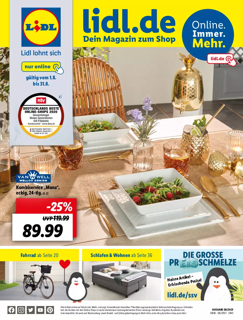 Aktueller Prospekt Lidl - Aktuelle Onlineshop-Highlights - von 01.08 bis 31.08.2021 - strona 1