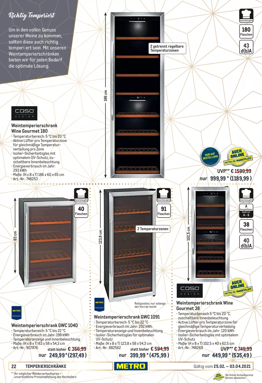 Aktueller Prospekt Metro - Erlesene Tropfen - von 25.02 bis 03.04.2021 - strona 22 - produkty: beleuchtung, eis, elle, nuss, Rauch, reis, Schal, Schrank, teller, Ti, uv-schutz, wein, weine