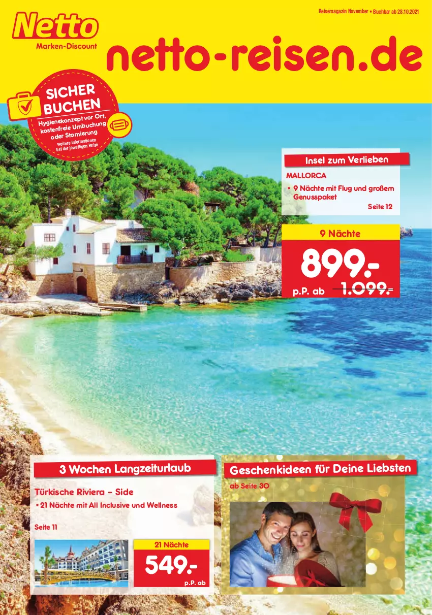 Aktueller Prospekt Netto Marken-Discount - Reisemagazin November - von 28.10 bis 30.11.2021 - strona 1