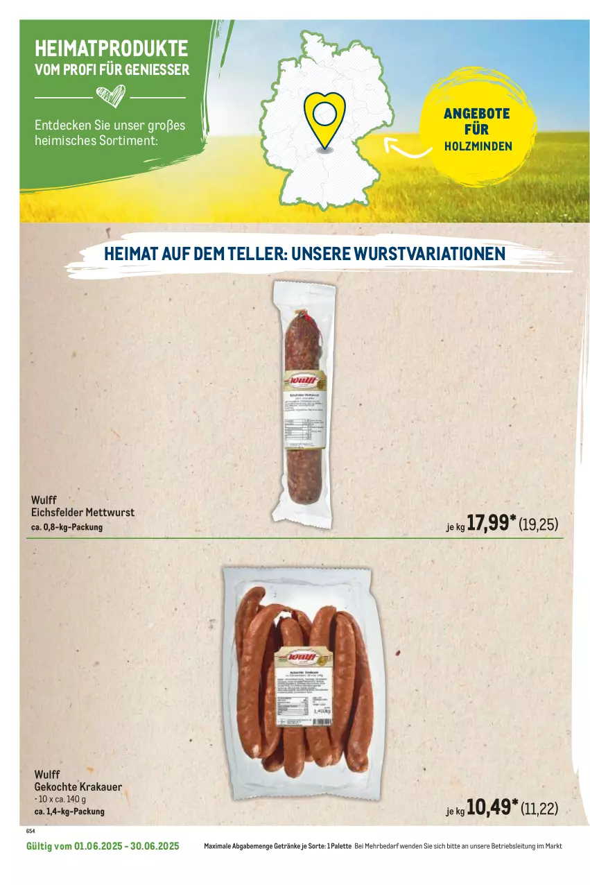 Aktueller Prospekt Metro - Regionaler Flyer - von 01.06 bis 30.06.2025 - strona 10 - produkty: angebot, angebote, auer, decke, elle, getränk, getränke, Holz, krakauer, Mett, mettwurst, Palette, Ria, teller, Ti, wurst