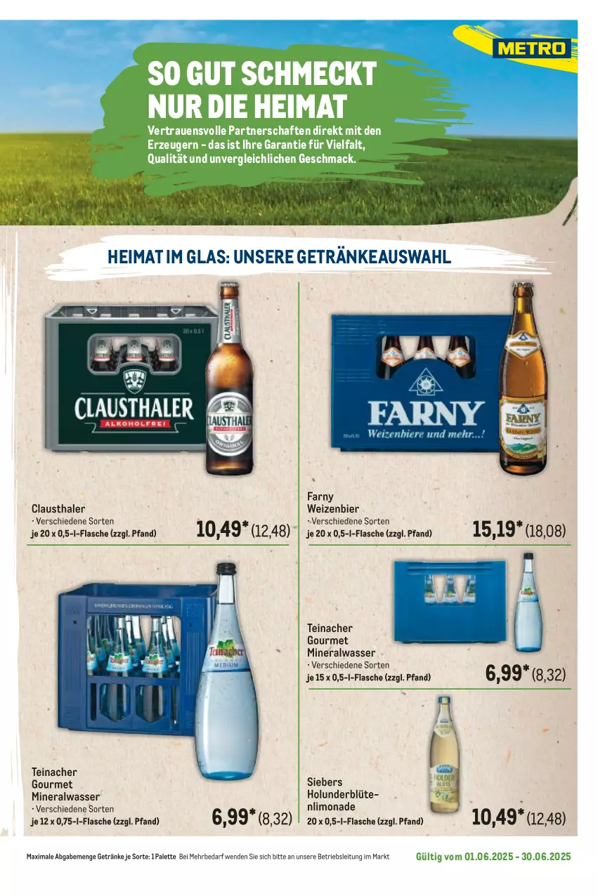Aktueller Prospekt Metro - Regionaler Flyer - von 01.06 bis 30.06.2025 - strona 105 - produkty: Alwa, aust, bier, Blüte, clausthaler, flasche, getränk, getränke, holunder, holunderblüte, limo, limonade, mac, mineralwasser, Palette, Ti, wasser