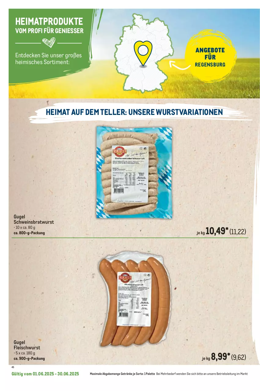Aktueller Prospekt Metro - Regionaler Flyer - von 01.06 bis 30.06.2025 - strona 106 - produkty: angebot, angebote, bratwurst, decke, eis, elle, fleisch, fleischwurst, getränk, getränke, Palette, Ria, schwein, teller, Ti, wein, wurst