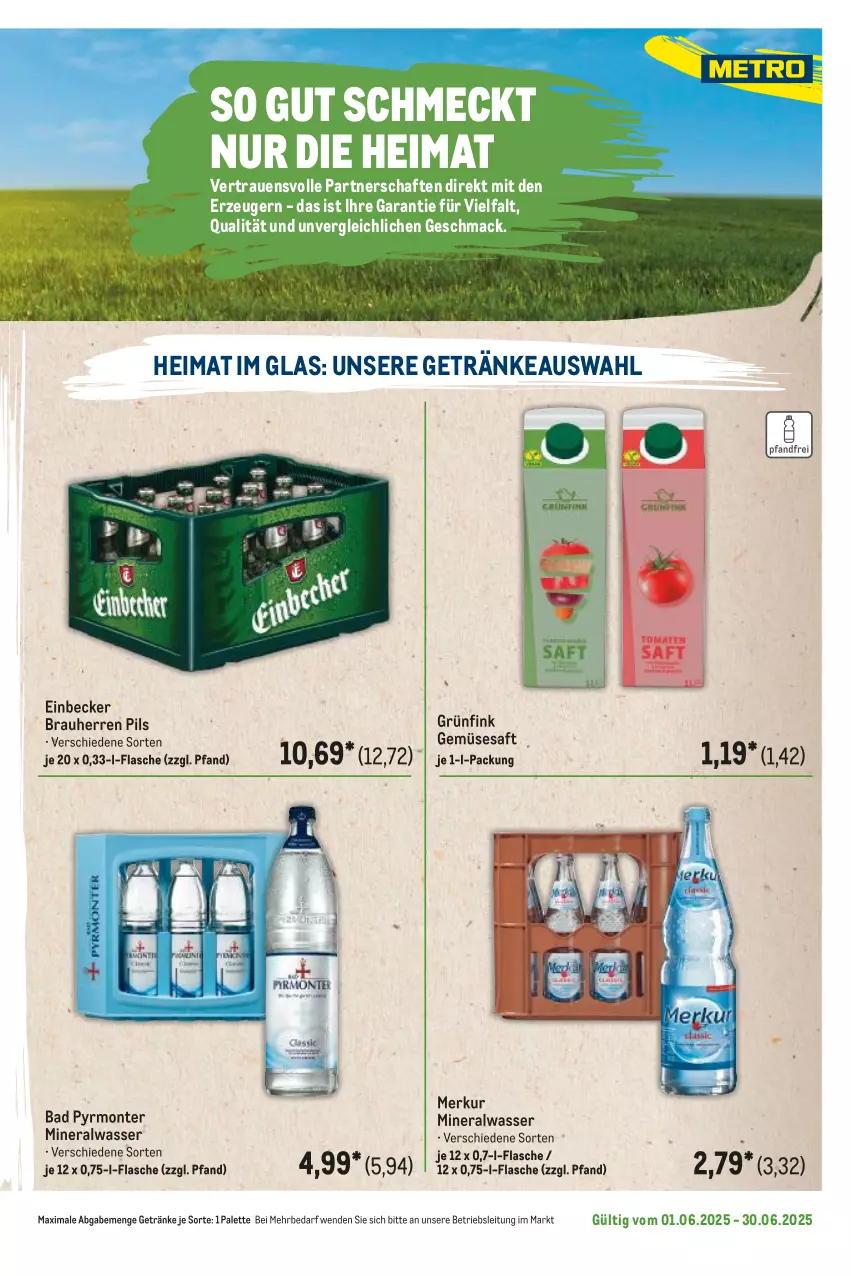 Aktueller Prospekt Metro - Regionaler Flyer - von 01.06 bis 30.06.2025 - strona 11 - produkty: Alwa, Bad, flasche, getränk, getränke, mac, mineralwasser, monte, Palette, pils, saft, Ti, wasser
