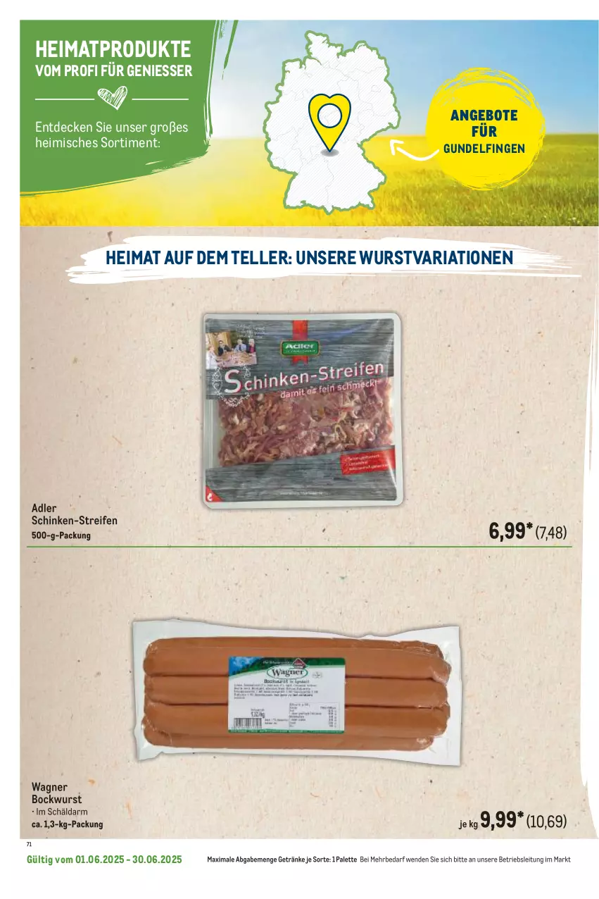 Aktueller Prospekt Metro - Regionaler Flyer - von 01.06 bis 30.06.2025 - strona 114 - produkty: angebot, angebote, bockwurst, decke, elle, getränk, getränke, Palette, reifen, Ria, schinken, teller, Ti, wagner, wurst