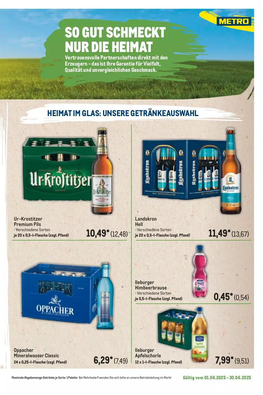 Aktueller Prospekt Metro - Regionaler Flyer - von 01.06 bis 30.06.2025 - strona 121 - produkty: Alwa, apfel, Apfelschorle, brause, burger, flasche, getränk, getränke, himbeer, mac, mineralwasser, Mineralwasser Classic, Palette, pils, premium pils, schorle, Ti, wasser