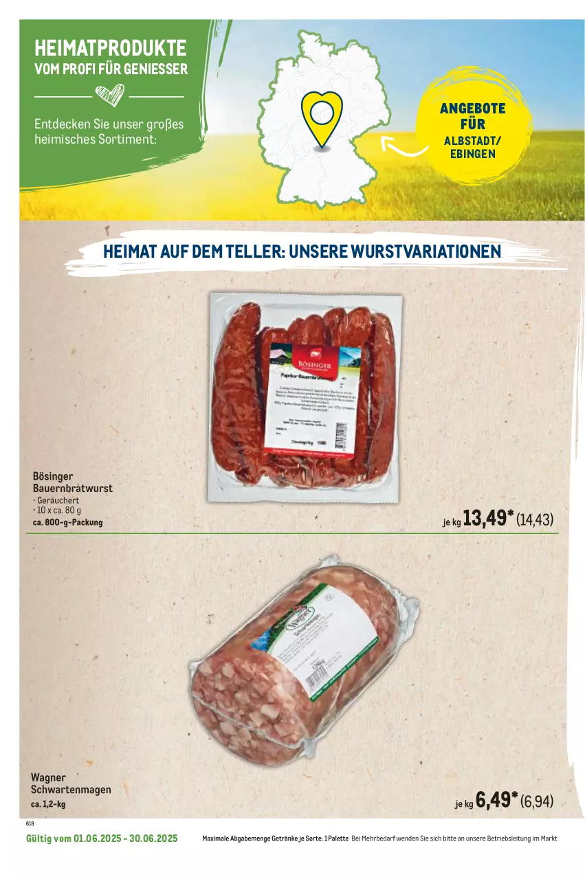 Aktueller Prospekt Metro - Regionaler Flyer - von 01.06 bis 30.06.2025 - strona 122 - produkty: angebot, angebote, auer, Bau, Bauer, bratwurst, decke, elle, getränk, getränke, Palette, Ria, teller, Ti, wagner, wurst